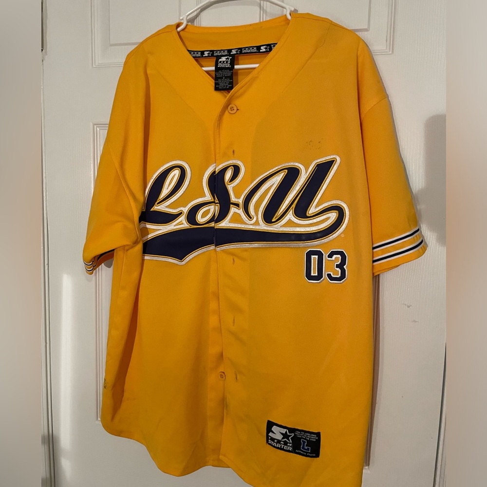 LSU Tigers Baseball Starter Men's 03 Baseball Jersey Yellow Adult